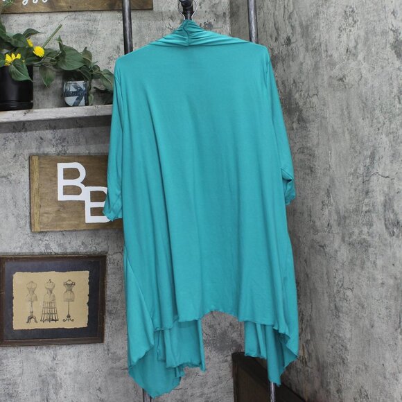 NWT 24Seven Comfort Apparel Womens Knit 3/4 Sleeve Open Front Cardigan Green 2X - Picture 2 of 5